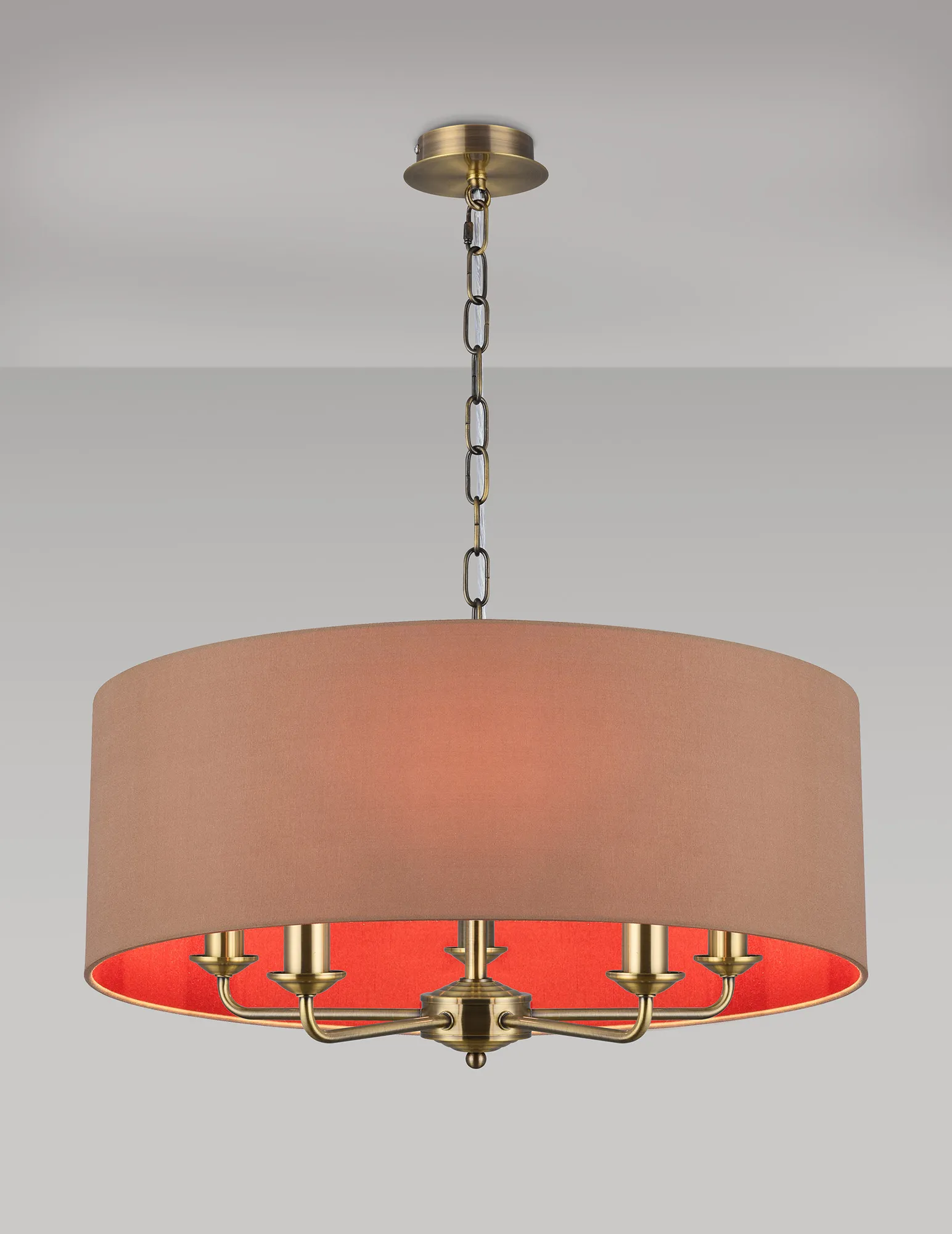 Banyan 60cm 5 Light Pendant Antique Brass; Antique Gold/Ruby DK0667  Deco Banyan AB AG